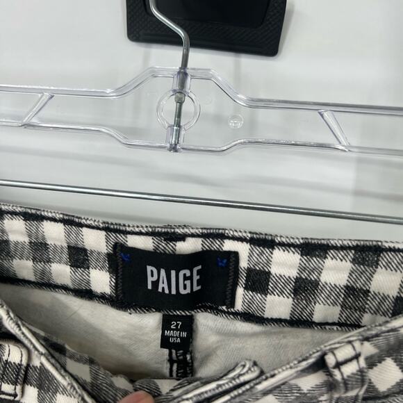 Paige Hoxton Straight Ankle Jeans Split Hem City Gingham - Picture 4 of 9